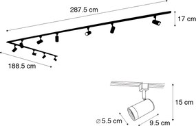 Sistema di illuminazione a binario Smart con 10 faretti bianchi monofase incl. 10 Wifi GU10 50mm - Iconic Jeana