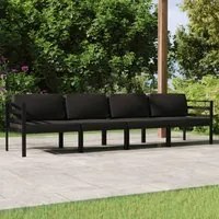 Set Divani da Giardino 4 pz con Cuscini in Alluminio Antracite 3107777