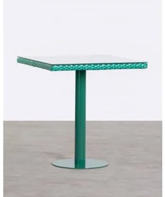 Tavolo da Esterno Quadrato in Alluminio e Vetro Temperato (70x70 cm) - The Masie