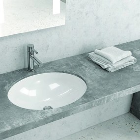 Kamalu - Lavabo sottopiano ovale 51cm in ceramica bianca | Litos-S650