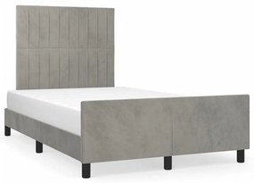 Giroletto Senza Materasso Grigio Chiaro 120x190 Cm Velluto /