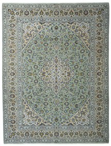 Kashan Tappeto persiano 390 x 290 Verde (Iran) Annodato A Mano