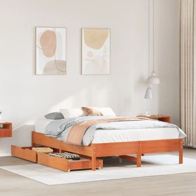 Giroletto Senza Materasso Marrone Cera 140x200cm Massello Pino /