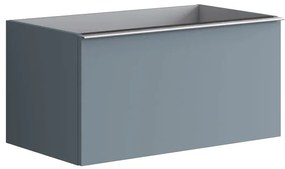 Mobile da bagno sospeso sotto lavabo L 80 x H 40 x P 45.5 cm blu laccato opaco, 2 cassetti Pixel plain
