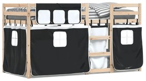 Letto A Castello Senza Materasso Bianco E Nero 90x190cm İn Pino /