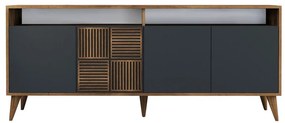 Credenza antracite in noce 180x79 cm Milan - Kalune Design