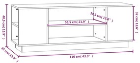 Mobile Porta TV Nera 110x35x40,5 cm in Legno Massello di Pino