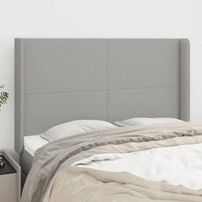 Testiera Ad Orecchio Grigio Chiaro 147x16x118/128 Cm İn Tessuto /