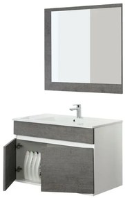 Composizione Bagno Sospesa 90 cm in Legno con 2 Ante Colore Cemento