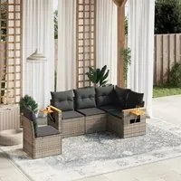 Set Divano da Giardino 5 pz con Cuscini Grigio in Polyrattan 3226816