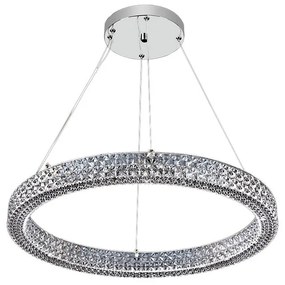 Lampadario LED neoclassico Soledad cromo Ø60cm, luce naturale 3600 lumen, NOVECENTO