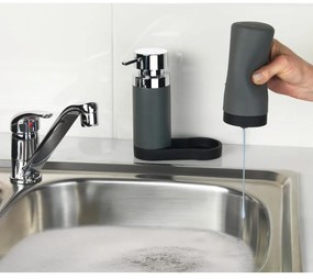 Set di 2 dispenser di detersivo grigio con vaschetta Squeeze, 250 ml Easy Squeez-e - Wenko