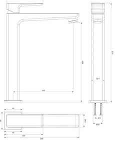 OMNIRES PM7412CRB - Rubinetto del lavandino PARMA 27,3 cm cromo lucido/bianco