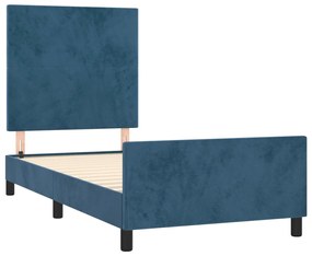 Giroletto con testiera blu scuro 90x200 cm in velluto