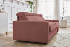 Divano rosa allungabile con rivestimento in velluto a coste 195 cm Monaco – Bobochic Paris