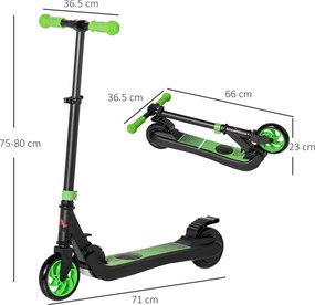 Monopattino Elettrico Pieghevole per Bambini Altezza Regolabile 75-80 cm Nero e Verde...