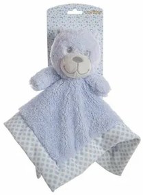 DouDou Orsetto di Peluche doppio strato Pois Azzurro 30 x 30 cm