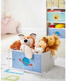 Scaffale bambini ANET con box tessuto blu/bianco