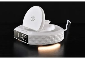 Immax 08983L - Sveglia con display LCD e ricarica wireless Qi 27W/9V bianco