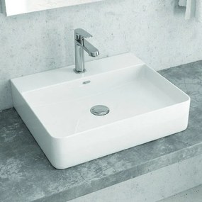 Kamalu - lavabo bagno da appoggio 50cm ceramica bianco lucido litos-0006