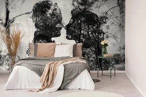 Carta da parati – Forma dell'amore in bianco e nero