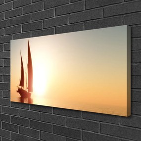 Stampa quadro su tela Barca Mare Il Sole Paesaggio 100x50 cm