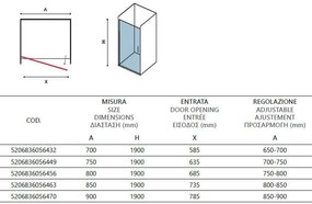 Porta Doccia Battente Trasparente H190 6mm