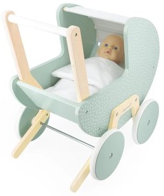 Carrozzina in legno per bambole con copertina e cuscino - Zen