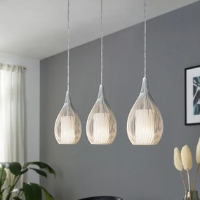 Lampadario Contemporaneo Razoni 3 Luci Acciaio Bianco