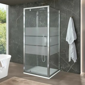 Box doccia 80x90x80 cm con porta a battente serigrafata H 200 cm Ted