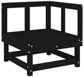 Set salotto da giardino 3 pz nero in legno massello di pino