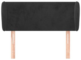 Testiera ad orecchio nera 93x23x78/88 cm in velluto