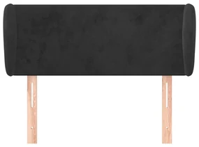 Testiera ad orecchio nera 93x23x78/88 cm in velluto