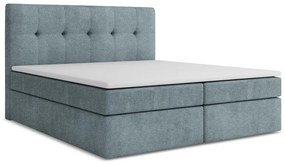 Letto boxspring azzurro con contenitore 160x200 cm Palta – Makamii