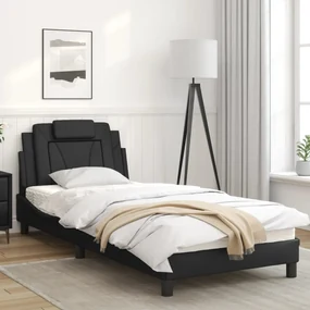 Giroletto con testiera nero 90x200 cm in similpelle