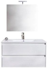 Mobile bagno sospeso 90 cm con lavabo e specchio bianco portuna - Federica 93827