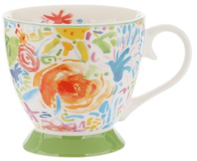 Tazza tè fiori verde in New Bone China, 450 ml