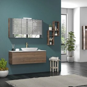 Kamalu - mobile bagno 120 cm con piano da appoggio in solid surface bianco sp-120c