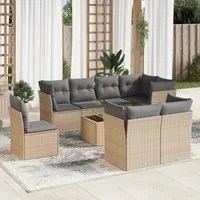 Set Divano da Giardino 9 pz con Cuscini Beige in Polyrattan 3249778