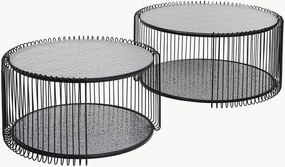 Set di 2 tavolini da salotto con piano in vetro Bubble