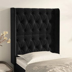 Testiera Ad Orecchio Nera 83x16x118/128 Cm İn Velluto /