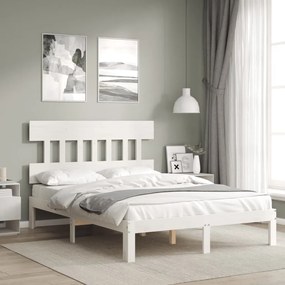 Letto Senza Materasso Bianco 140x190 Cm Legno Massello Di Pino /