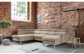 Divano letto angolare in velluto beige a "U" (angolo sinistro) Sweet Harmony - Miuform