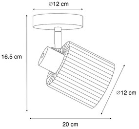 Faretto da soffitto Art Déco nero con vetro fumé regolabile - Laura
