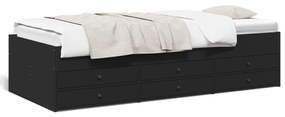 Divano Letto Con Cassetti Senza Materasso Nero 75x190 Cm /
