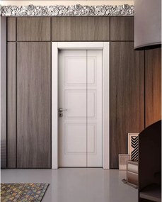 Porta interna pieghevole a libro asimmetrica Belfast in legno laccato colore bianco, L 70 x H 210 cm, apertura a destra