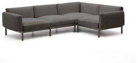 Kave Home - Divano modulare angolare 5 posti da esterni Sorells grigio e alluminio grigio 276x191,5cm