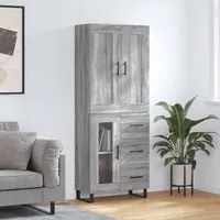 Credenza Grigio Sonoma 69,5x34x180 cm in Legno Multistrato 3199967