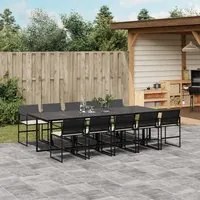 Set da Pranzo da Giardino 11 pz con Cuscini in Polyrattan Nero 3295061