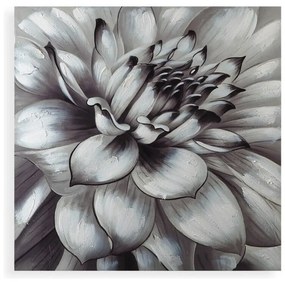 Quadro a Olio fiore bianco e nero Versa Tela (2,8 x 80 x 80 cm)